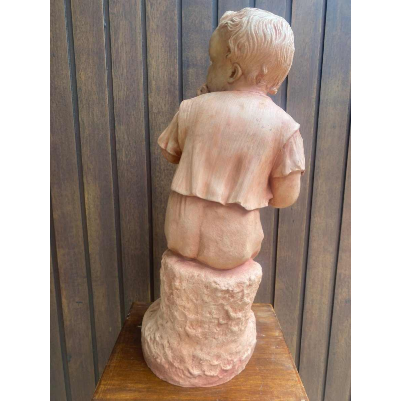 Charles Martial Baury Kind terracotta sculptuur gesigneerd en gedateerd 1868