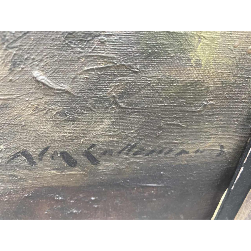 "Bloemstilleven schilderij olieverf op doek gesigneerd, 20e eeuw