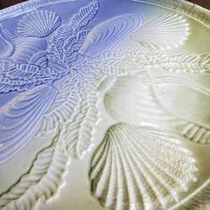 9 assiettes coquillages et fruits de mer Sarreguemines 1960