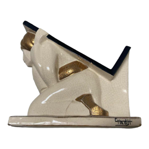 Crackled earthenware bookholder signed Hadji Jouvenia edition