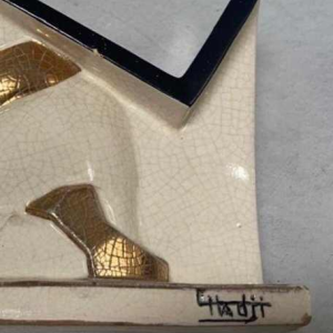 Crackled earthenware bookholder signed Hadji Jouvenia edition