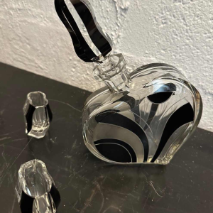 Rare heart-shaped carafe and 6 glasses set by Karel Palda