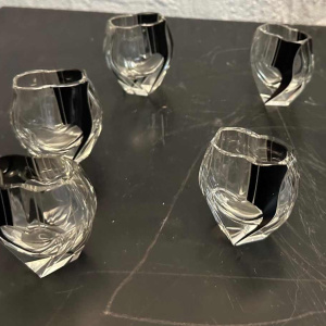 Rare heart-shaped carafe and 6 glasses set by Karel Palda
