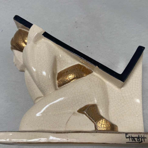 Crackled earthenware bookholder signed Hadji Jouvenia edition