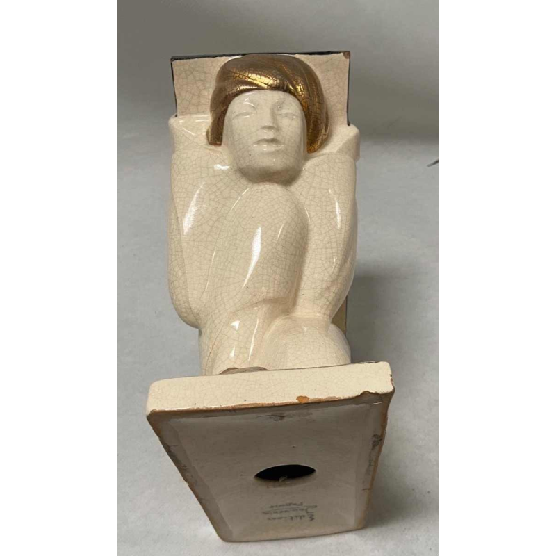 Porte-livre en faïence craquelé signé Hadji édition signée Jouvenia