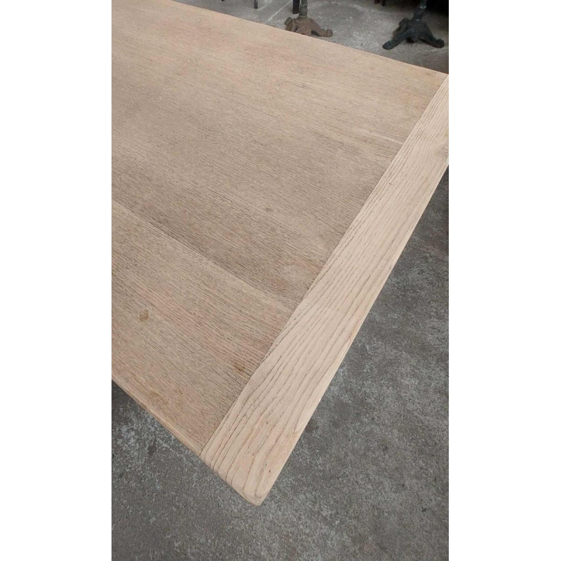 Large solid oak monastery table (4.50 m), mid 20th century