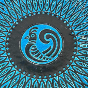 Large Longwy Plate - Stylized Bird decoration - Signed/stamped: Primavera Longwy