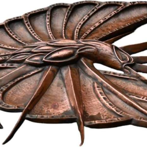 Bird' embossed copper bas-relief, hand-made wall decoration, Art Nouveau period