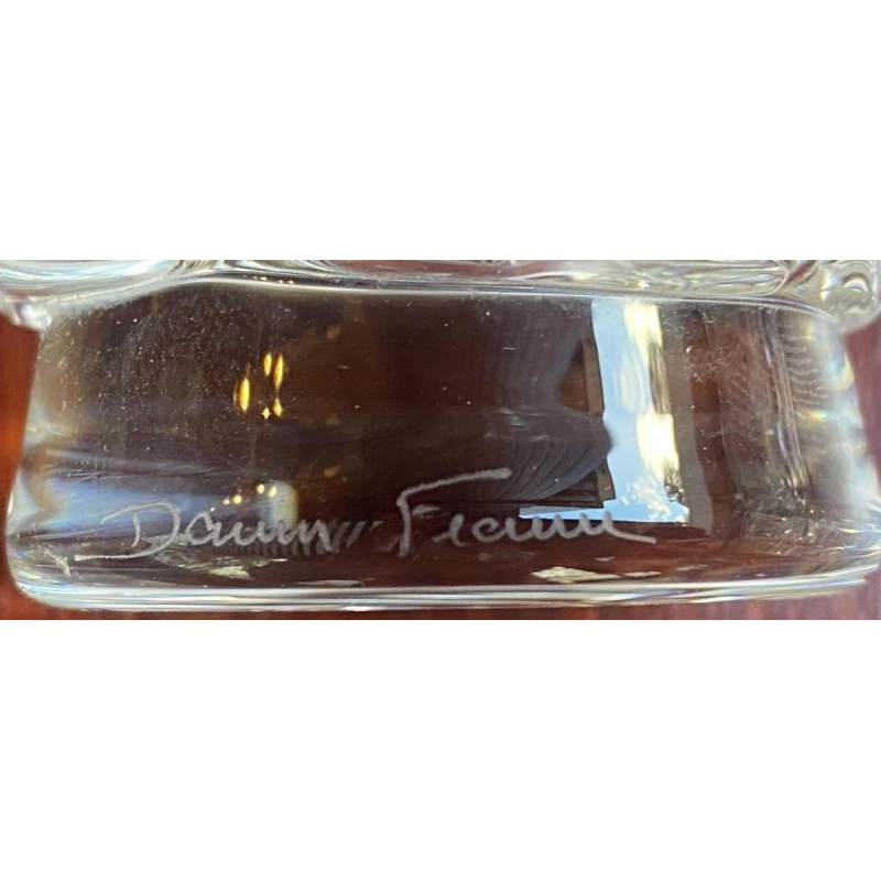 Six small crystal digestif stemmed glasses signed Daum France