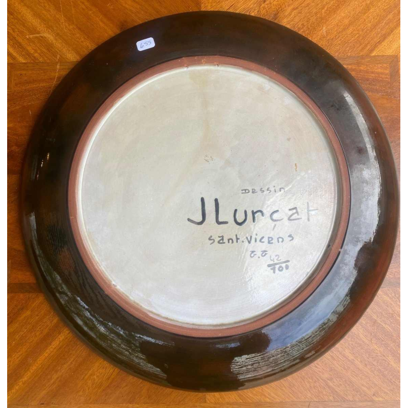 Large dish signed Jean Lurçat Sant Vicens