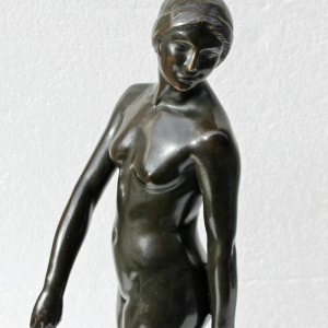 NUDE AND FAUNA , ART-DECO BRONZE SCULPTURE BY PAUL SILVESTRE .