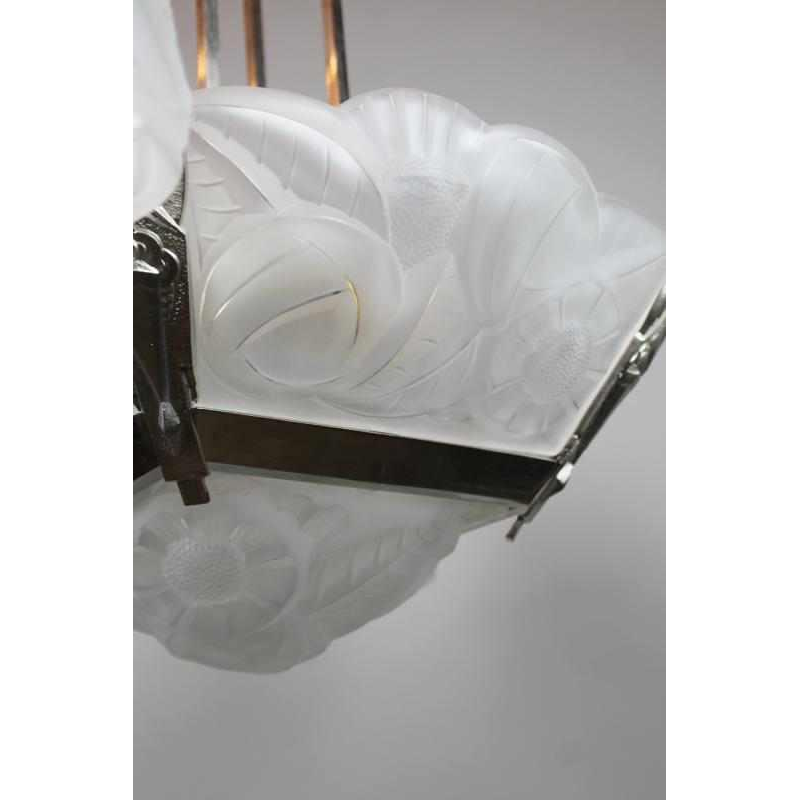 Art Deco pendant light signed Degue circa 1930