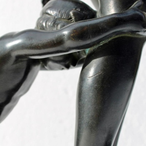NUDE AND FAUNA , ART-DECO BRONZE SCULPTURE BY PAUL SILVESTRE .