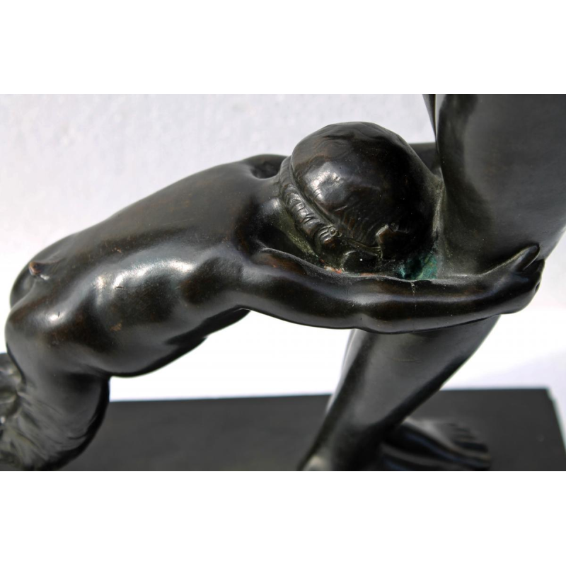 JEUNE FEMME ET FAUNE,BRONZE ART-DECO PAUL SILVESTRE
