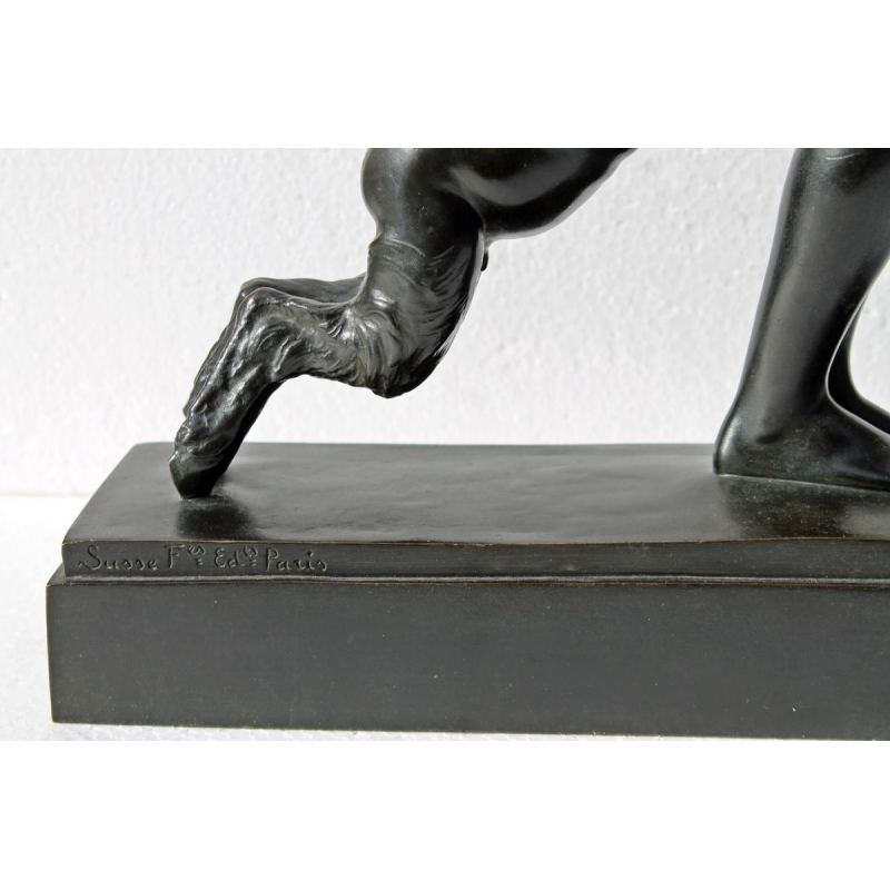 JEUNE FEMME ET FAUNE,BRONZE ART-DECO PAUL SILVESTRE