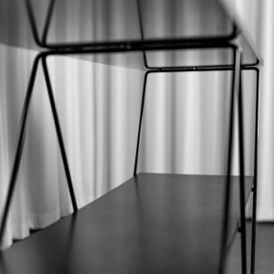 Louise Treschow for Ikea Kavat self-supporting shelf, black lacquered metal, melamine, ca 1990