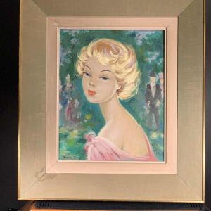 LUCIA LONGI, Painting Portrait of a young woman, Oil on canvas, ca 1950