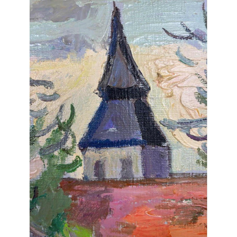 Franck Innocent Spring in Heudebouville post-impressionist painting oil on canvas, 1978