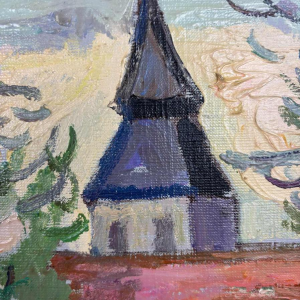 Franck Innocent 'Lente in Heudebouville' post-impressionistische schilderij olieverf op doek, 1978