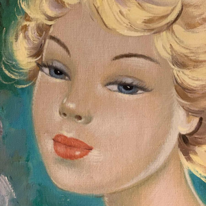 LUCIA LONGI, Painting Portrait of a young woman, Oil on canvas, ca 1950