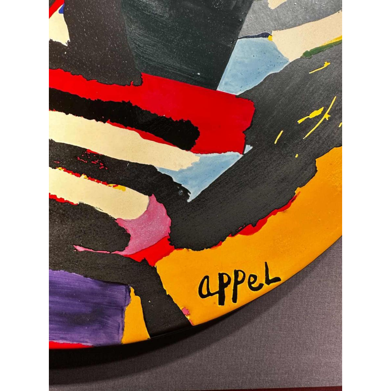 Karel Appel, plat mural décoratif en céramique, mouvement Cobra, numéroté 19/25