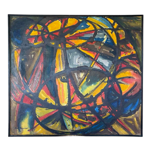 JEAN-LOUIS RUYTHOORENS Sun and Calabashes Lubumbashi 1972, abstract painting, oil on canvas