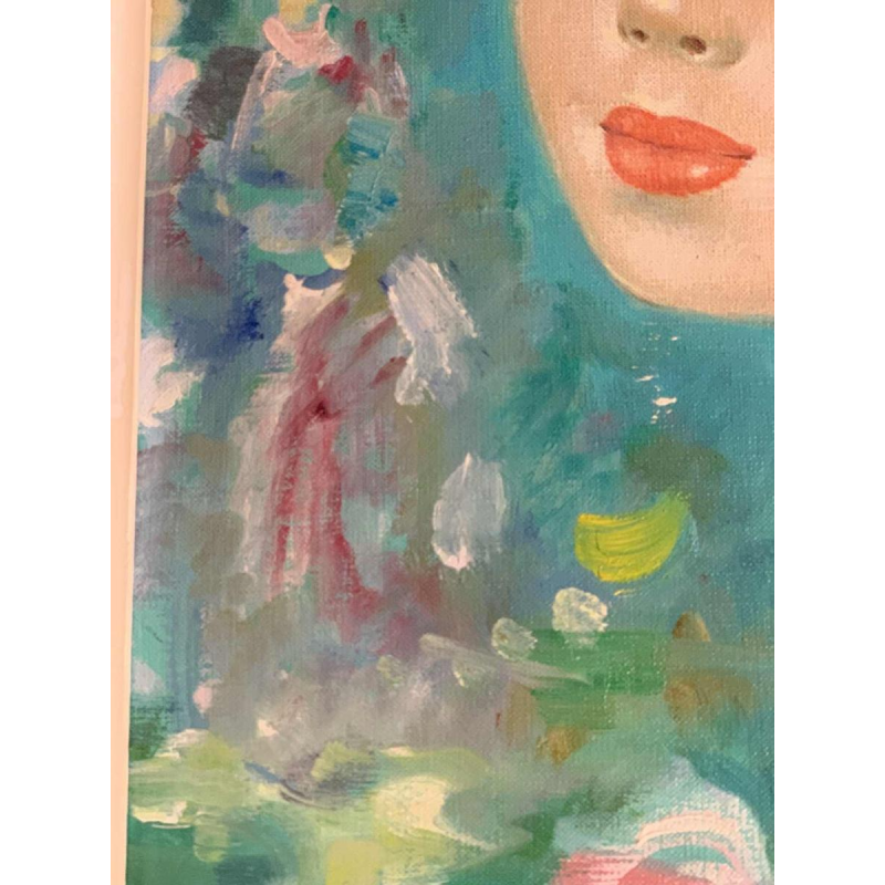 LUCIA LONGI, Painting Portrait of a young woman, Oil on canvas, ca 1950