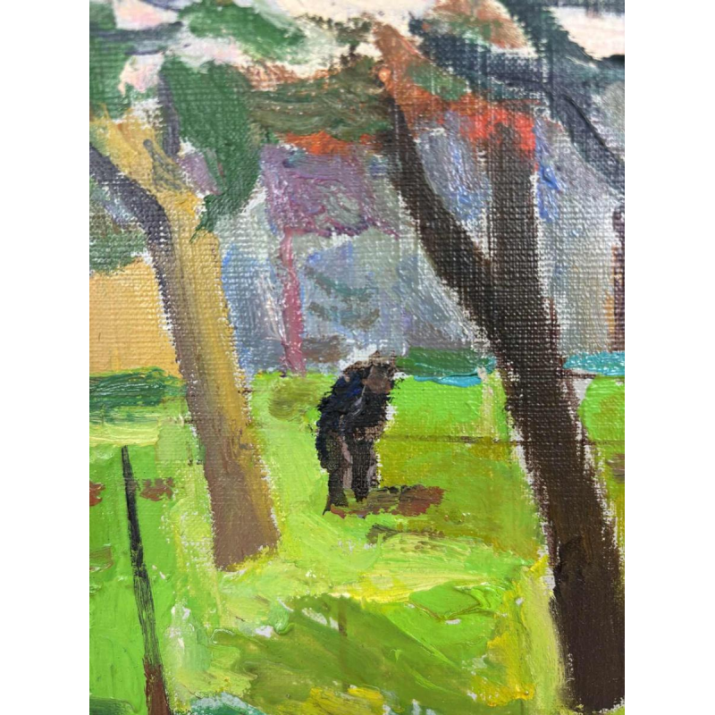 Franck Innocent 'Lente in Heudebouville' post-impressionistische schilderij olieverf op doek, 1978