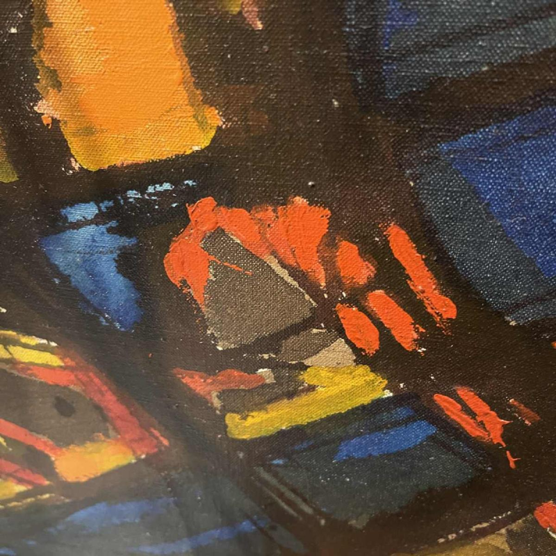 JEAN-LOUIS RUYTHOORENS Sun and Calabashes Lubumbashi 1972, abstract painting, oil on canvas