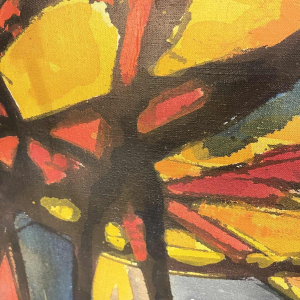 JEAN-LOUIS RUYTHOORENS Sun and Calabashes Lubumbashi 1972, abstract painting, oil on canvas