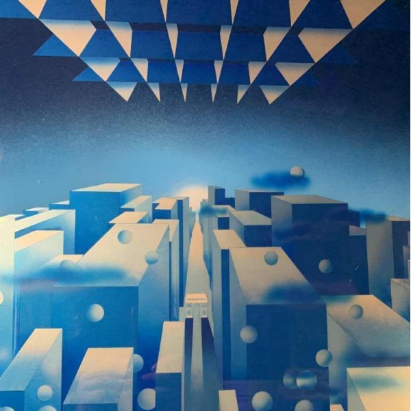 PATRICE PLACEMAN "PARIS" Peinture Op'Art Eglomisé Plexiglass Surréaliste 1975