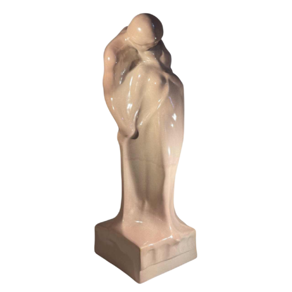 CRIS AGTERBERG / ROGER GUERIN 'Le baiser' sculpture couple enlacé, céramique craquelée Art Déco, Grès de Bouffioulx ca 1940