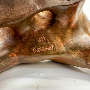 Pierre Chenet, ijsbeer sculptuur, groot model, brons met schaduwpatina