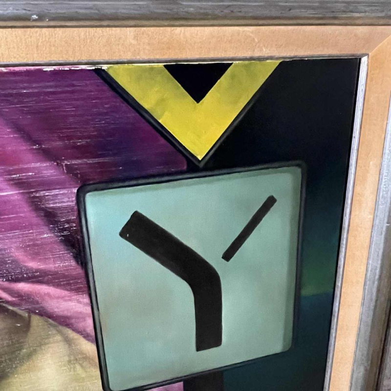 MACKOWIAK ERWIN "Nu au panneau de signalisation" Belgisch Pop'Art schilderij, olieverf op doek, ca 1975