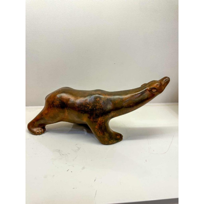 Pierre Chenet, sculpture ours polaire, grand modèle, bronze patine nuancée