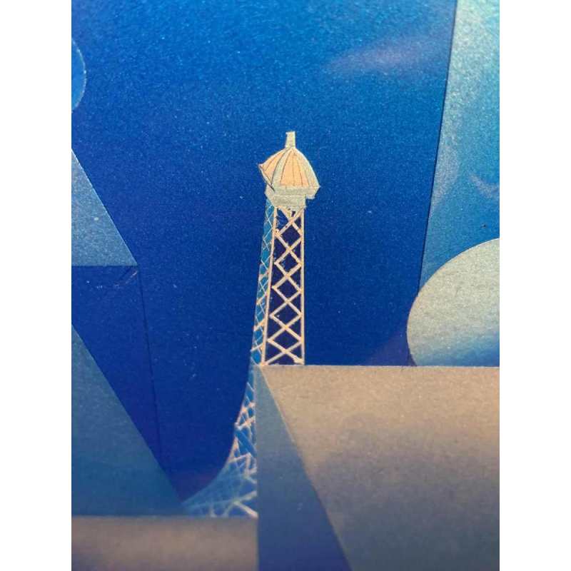 PATRICE PLACEMAN "PARIS" Op'Art Schilderij Eglomisé Plexiglas Surrealistisch '75