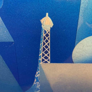 PATRICE PLACEMAN "PARIS" Op'Art Painting Eglomisé Plexiglass Surrealist 1975