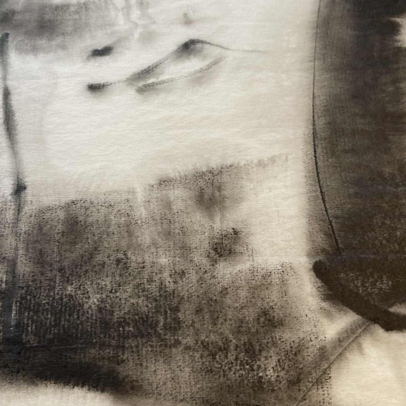 GEORGES (Géo) DE VLAMYNCK Abstract Nude Woman B painting / mixed media, charcoal ink chalk on wet paper