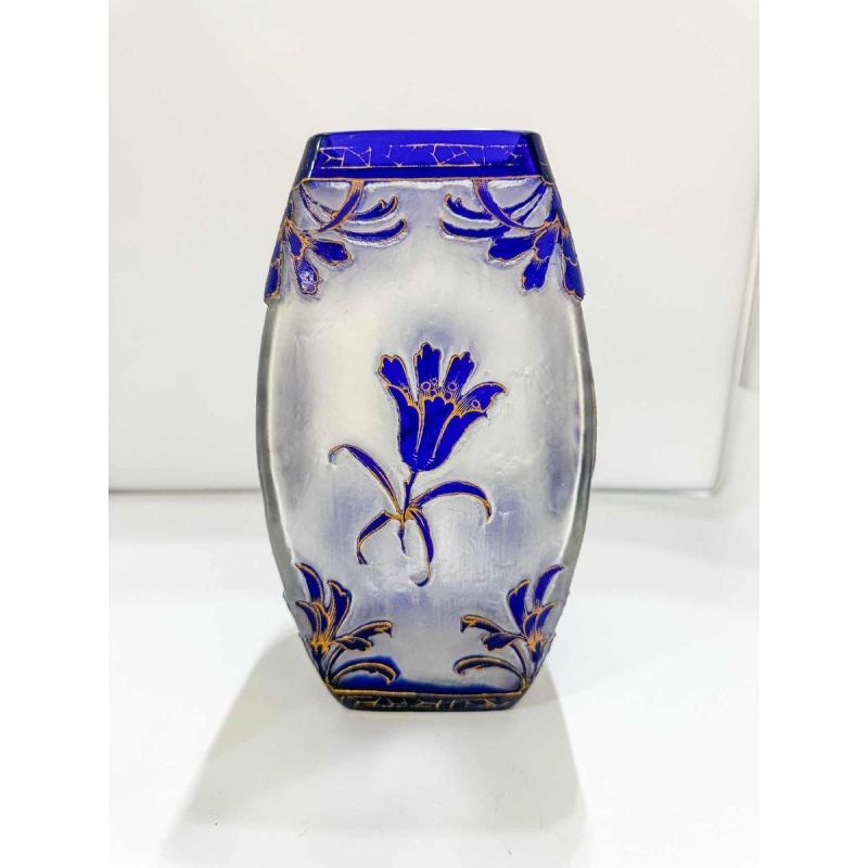 Ludwig Moser Art Nouveau vaas 'vrouwengezicht' zuurgeëtst glas, circa 1890-1900