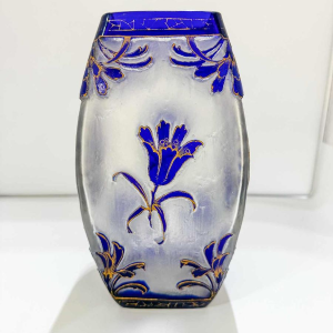 Ludwig Moser Art Nouveau vase woman's face acid-etched glass, circa 1890-1900