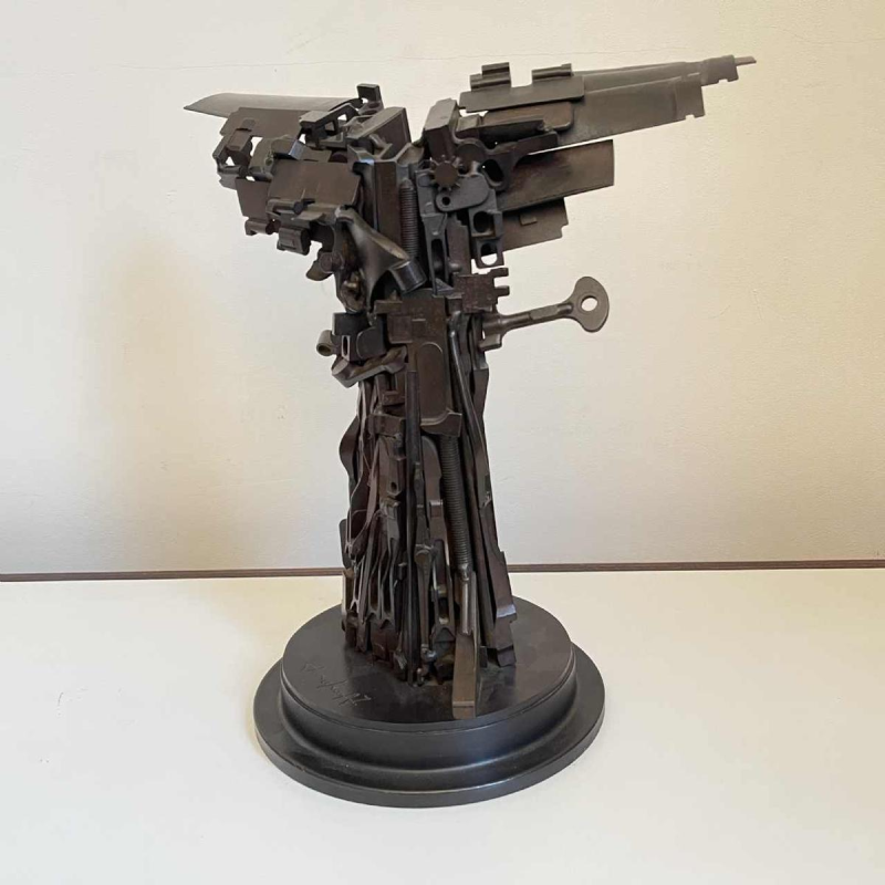 JACQUES DUFRANE La Victoire de Samothrace brutalist sculpture in welded steel / patinated assembly, ca 2000