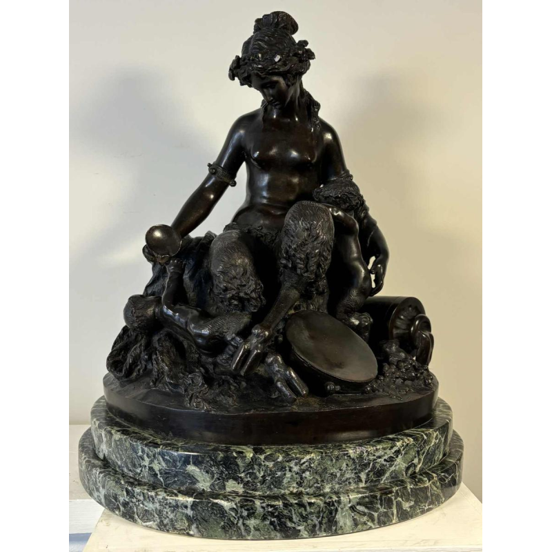 Groupe en bronze représentant une faunesse et ses deux enfants, d'après Clodion, 19e siècle