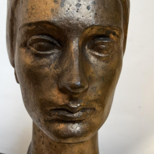 ROBERT DELNEST ' Gezicht vrouw ' sculptuur portret / buste in brons 1961