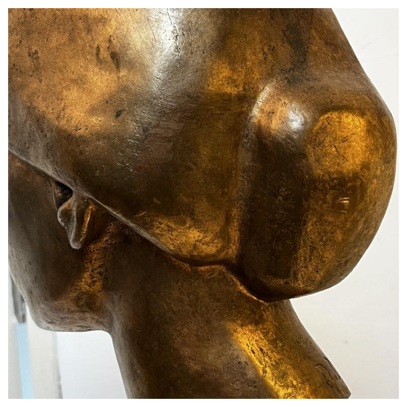 ROBERT DELNEST  Woman's face  sculpture portrait / bust in bronze 1961