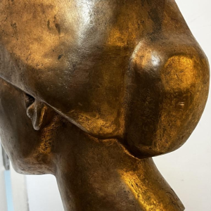 ROBERT DELNEST  Woman's face  sculpture portrait / bust in bronze 1961