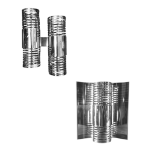 Pair of ' Spiral / Spring ' wall light sconces, chromed steel, Space Age ca 1970