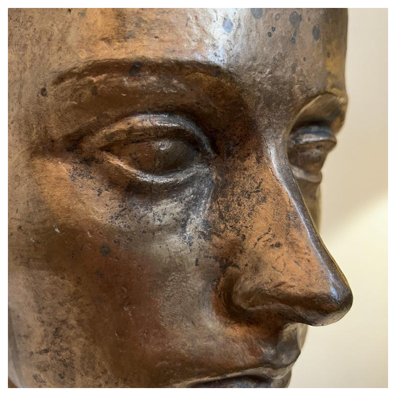 ROBERT DELNEST  Woman's face  sculpture portrait / bust in bronze 1961