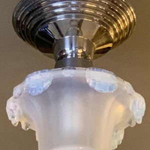 Jean Gauthier for EZAN Rare Chandelier 'Cascade' Opalescent Glass Art Deco 1930s