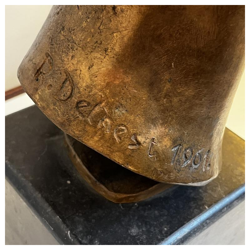 ROBERT DELNEST ' Gezicht vrouw ' sculptuur portret / buste in brons 1961