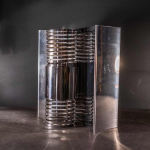 Pair of ' Spiral / Spring ' wall light sconces, chromed steel, Space Age ca 1970